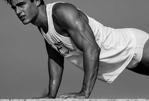 This is a photo of Pietro Boselli from the Armani campaign.