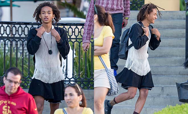 A photo of Jaden Smith wearing dresses.