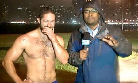 This is a photo of the shirtless Chicago jogger.