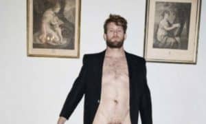 Colby Keller poses in Venice Vivienne Westwod Mirror the World campaign.