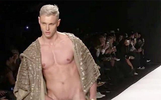 This is a photo of a male model on the runway.