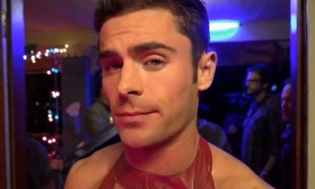 This is a photo of Zac Efron wearing a leather dress.