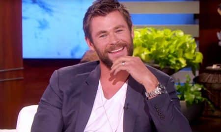 This is a photo of Chris Hemsworth on Ellen.