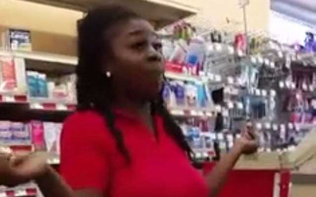 This is a photo of a homophobic woman who works at Family Dollar.