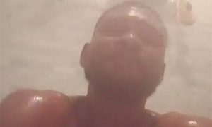 This is a photo of Usher in his steam room.