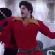 This is a photo of Gaston dancing in a Disney theme park.