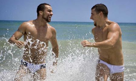 Gay men on the beach.