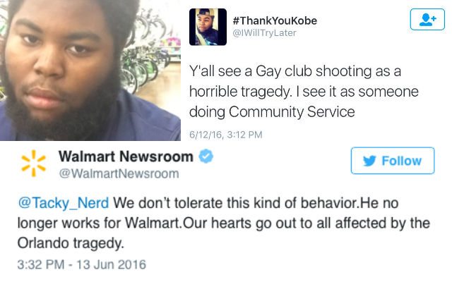 Walmart fires employee for applauding Orlando Shooting.