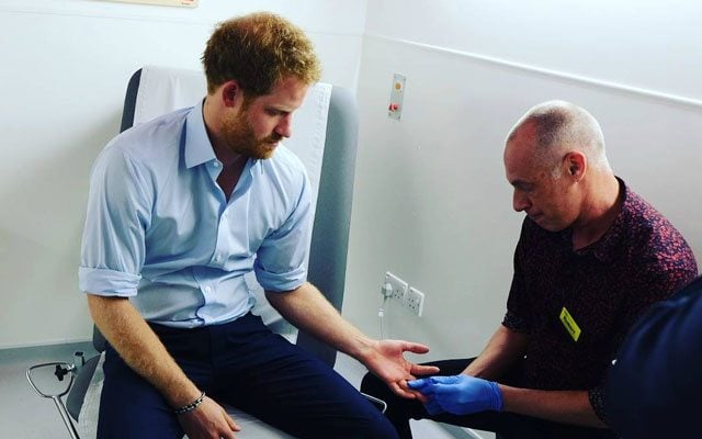 This is a photo of Prince Harry getting an HIV test.