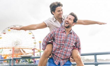 A gay couple on the Santa Monica Pier