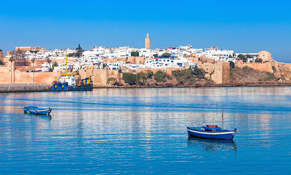 River Bou Regreg seafront and Kasbah in medina of Rabat, Morocco. 