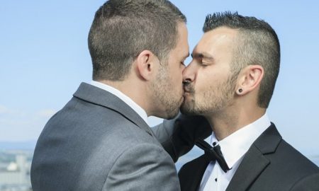 A gay couple getting married