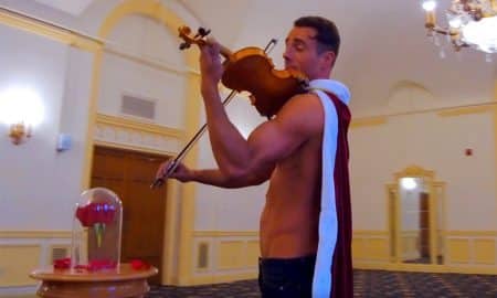Shirtless Violinist performs 'Beauty and the Beast'