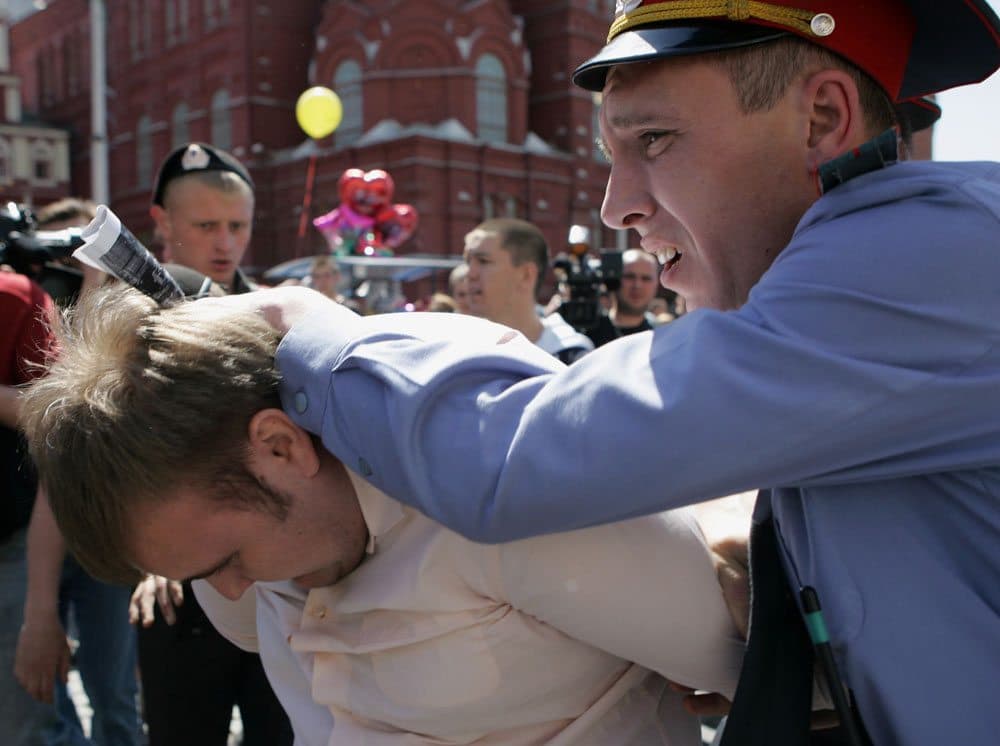 Russian police detain a gay rights activist