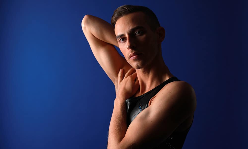 Figure skater Adam Rippon poses for a portrait during the Team USA Media Summit