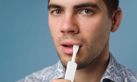 Young man taking an HIV test