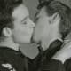 Vintage photo of a gay couple kissing