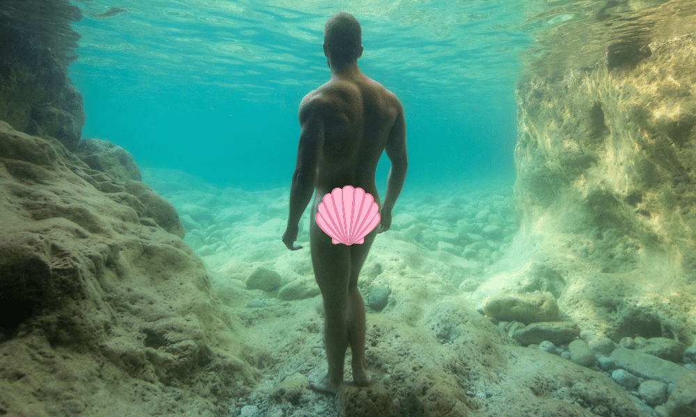 A photo of a male model underwater by Lucas Murnaghan