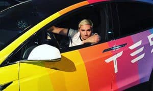 Tesla Loans Rainbow-Colored Pride Ride to Sally Field's Son