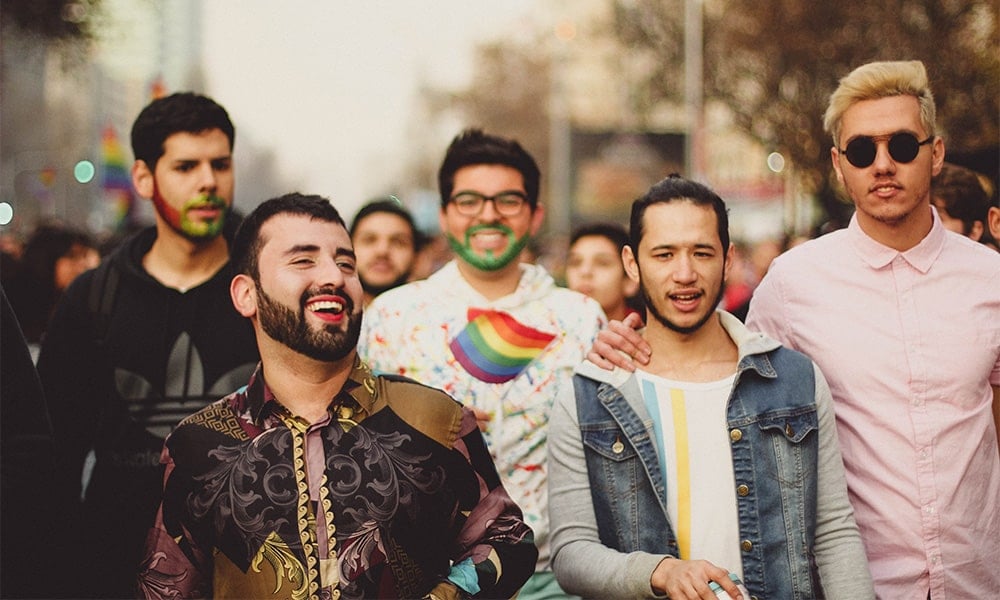 This is a photo of people at LGBT pride in London.