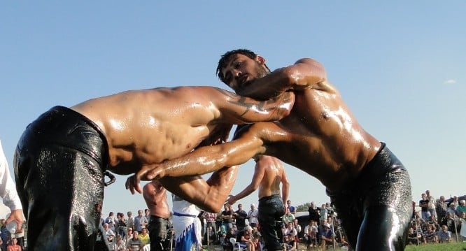 Oil wrestling is the hottest sport in Turkey. 