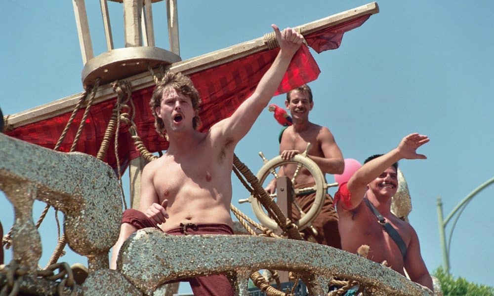 Historic photos of Pride festivals in West Hollywood, Los Angeles, years 1987 to 1995.