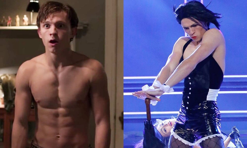 Tom Holland in Spider-Man and performing in drag