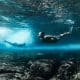 Two men swimming underwater in ocean, Kalapana, West Puna, Hawaii, America, USA