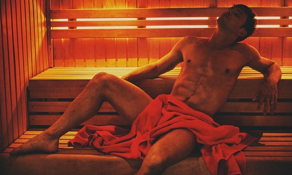 Tom Daley in a sauna