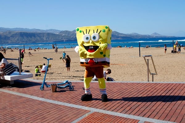 spongebob squarepants at the beach