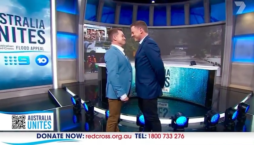 Straight Hosts Grant Denyer and Ben Fordham Kiss