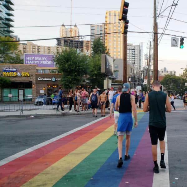 gay travel atlanta rainbow crosswalk