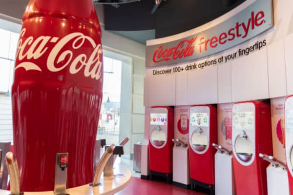 interior of world of coca cola museum display