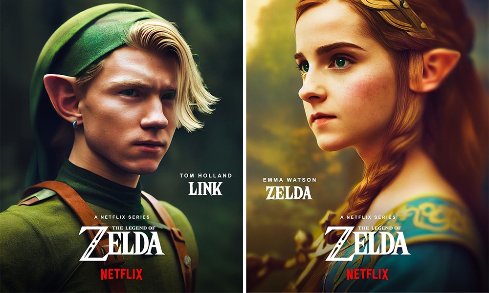 Tom Holland as Link and Emma Watson as Zelda in Netflix Live-Action Legend of Zelda Series