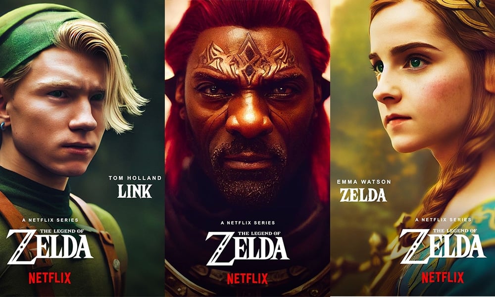 Dan Leveille on X: The full cast of @Netflix's live-action #Zelda series  just dropped, revealing an all-star cast starring @TomHolland1996,  @EmmaWatson, and @idriselba! 😱 Full posters in thread 👇 (JK. Made w/ #