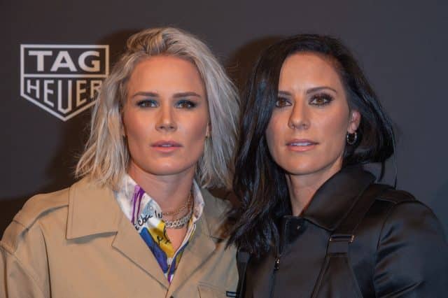 Ashlyn Harris and Ali Krieger attend The Launch of The New Connected Watch by TAG Heuer at The Caldwell Factory on March 12, 2020 in New York City.