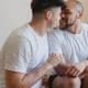 Gay couple kissing