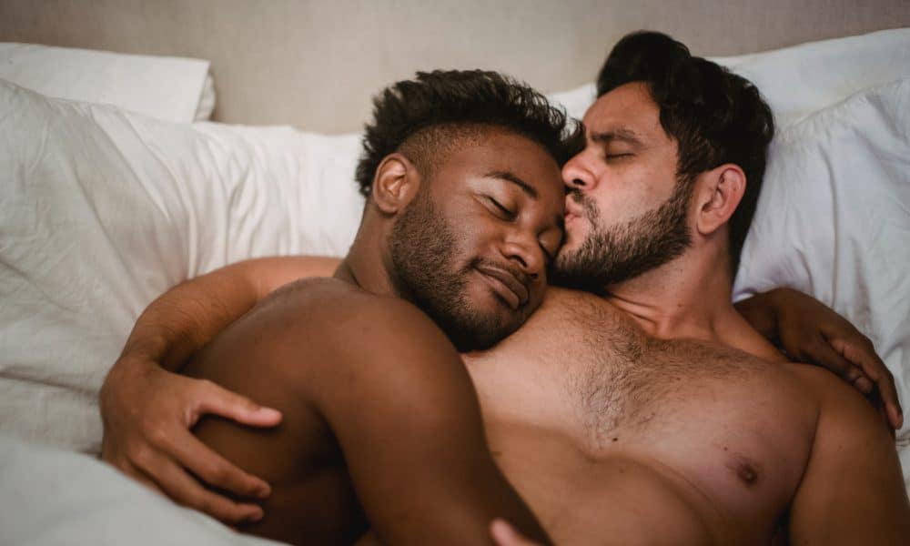 Gay couple shirtless