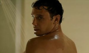 This is a screengrab from Cooper Kock's shower scene in Monsters: The Lyle and Erik Menendez Story on Netflix