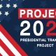 Graphic reading "Project 2025 Presidential Transition Project" with an American flag design and stars in the background, illustrating the concept of What is Project 2025.