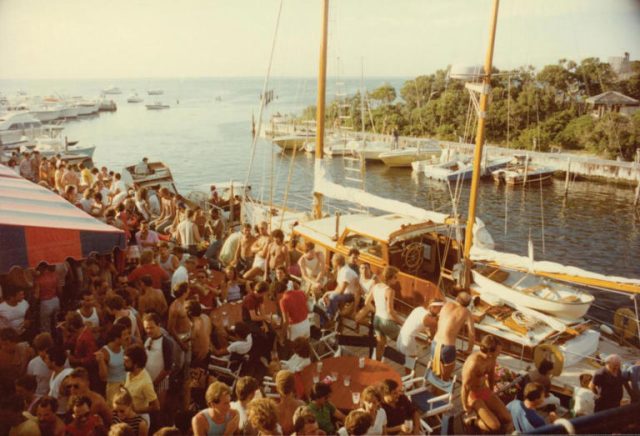 A tea dance at the Blue Whale, 1981.Credit: Fire Island Pines Historical Society