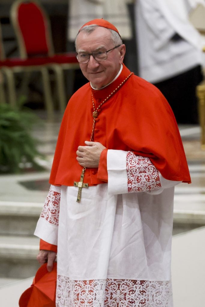 Cardinal Pietro Parolin attends the celebration of the second vespers on the occasion of the solemnity of the conversion of St. Paul led by Pope Francis at St Paul's Basilica outside the Walls on January 25, 2024 in Rome, Italy. (Photo by Alessandra Benedetti - Corbis/Getty Images)