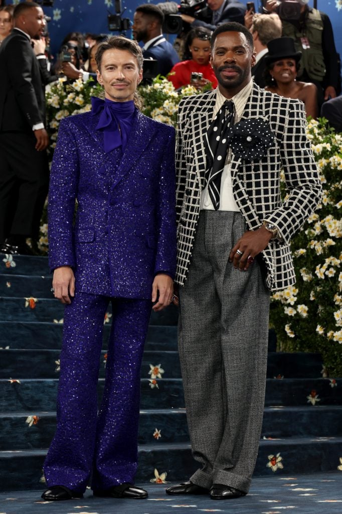 Raúl Domingo and Colman Domingo attend the 2025 Met Gala Celebrating "Superfine: Tailoring Black Style" at Metropolitan Museum of Art on May 05, 2025 in New York City.